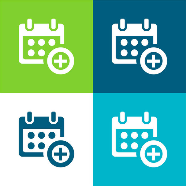 Add Calendar Symbol For Events Flat four color minimal icon set