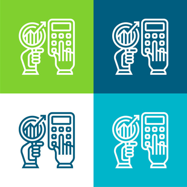 Учет Плоский четырехцветный минимальный набор значков