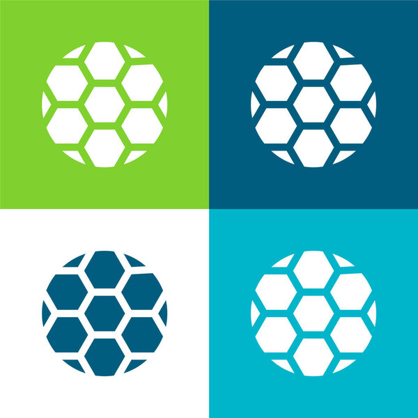 Ball Flat Four Color Minimal Icon Set — Stock Vector