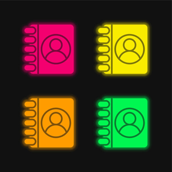 Agenda four color glowing neon vector icon