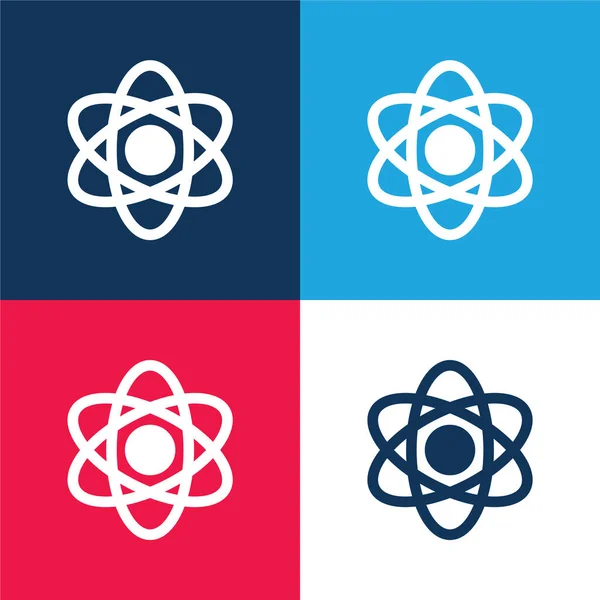 Atom Mavi Kırmızı Dört Renk Küçük Simge Kümesi — Stok Vektör