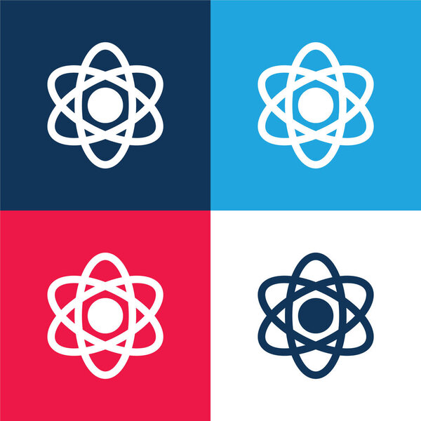 Atom blue and red four color minimal icon set