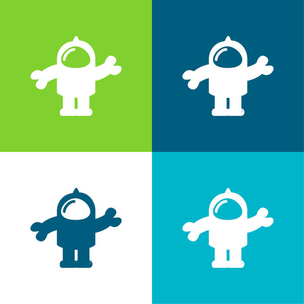 Astronaut Suit Flat four color minimal icon set