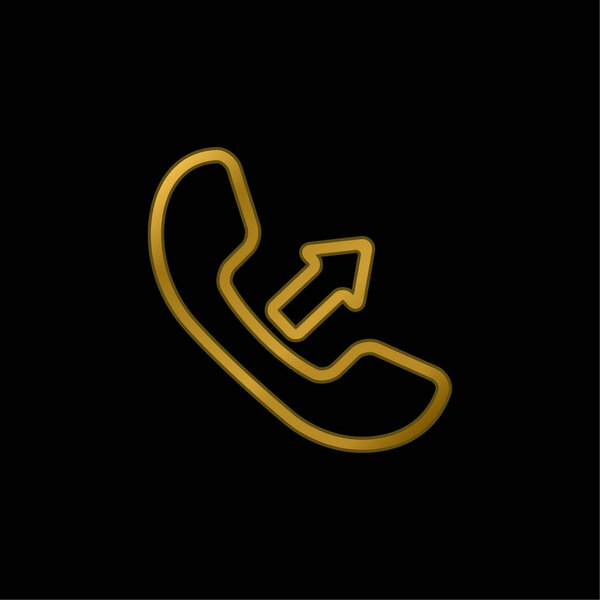 Answer A Call Interface Symbol Of Auricular With An Arrow gold plated metalic icon or logo vector
