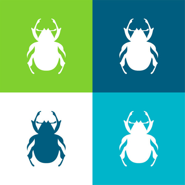 Beetle Shape Flat four color minimal icon set