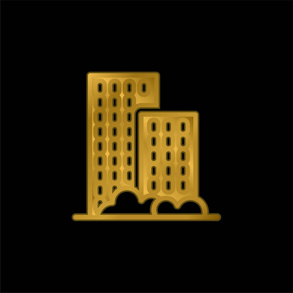 Apartment gold plated metalic icon or logo vector