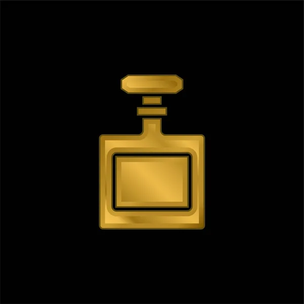 Bottiglia Oro Placcato Icona Metallica Logo Vettoriale — Vettoriale Stock