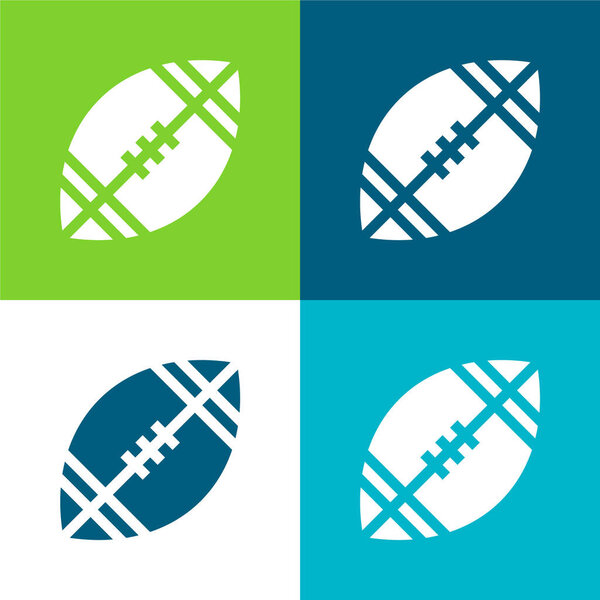 American Football Flat four color minimal icon set
