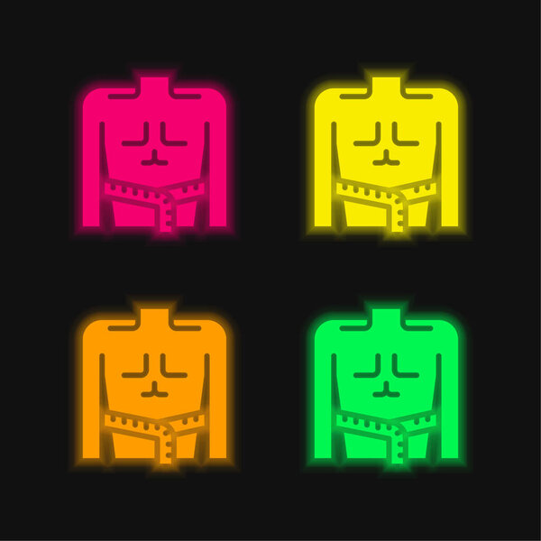 Body Mass four color glowing neon vector icon