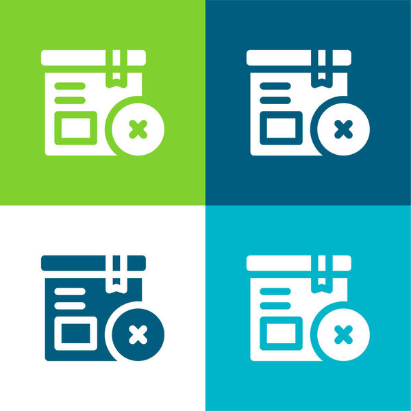 Box Flat four color minimal icon set