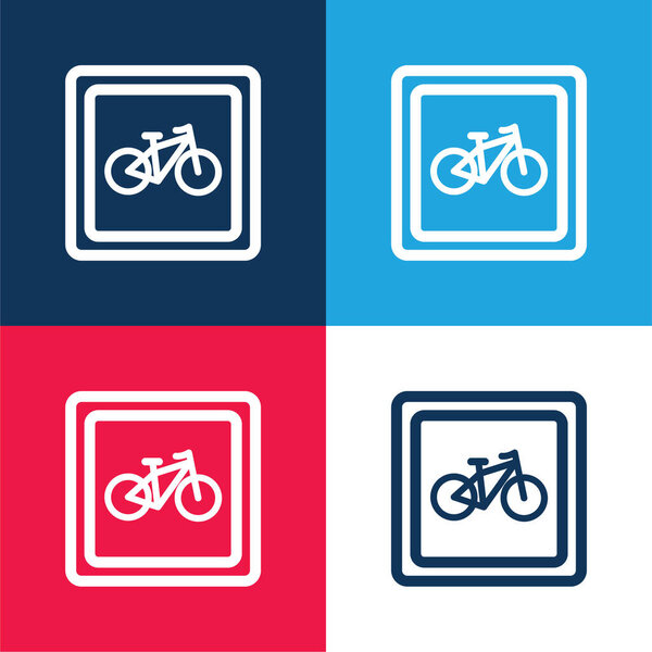 Парковка велосипедов Сигнал синий и красный четыре цвета минимальный набор значков