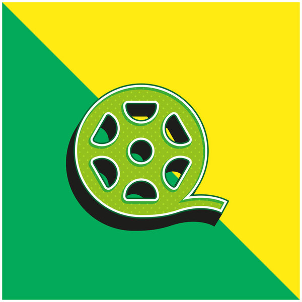 Big Film Roll Green and yellow modern 3d vector icon logo