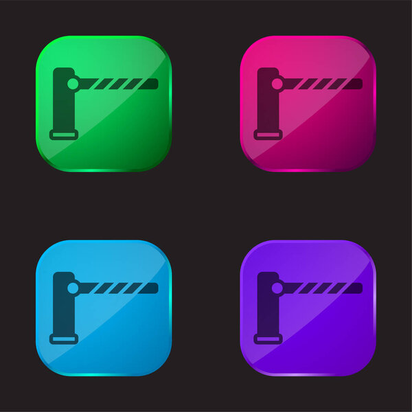 Barrier four color glass button icon