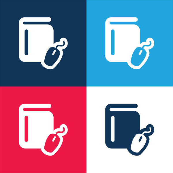 Книга и мыши сине-красная четырехцветная минимальная подборка значков