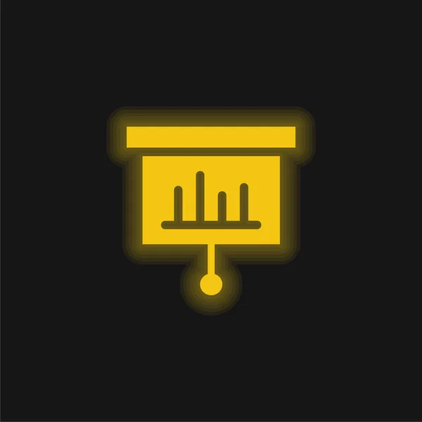 Balkendiagramm Gelb Leuchtendes Neon Symbol — Stockvektor