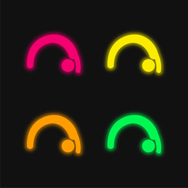 Backbend four color glowing neon vector icon
