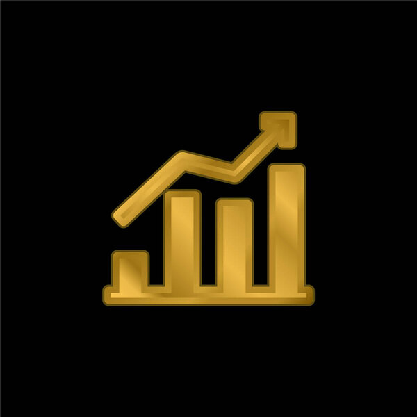 Bars gold plated metalic icon or logo vector