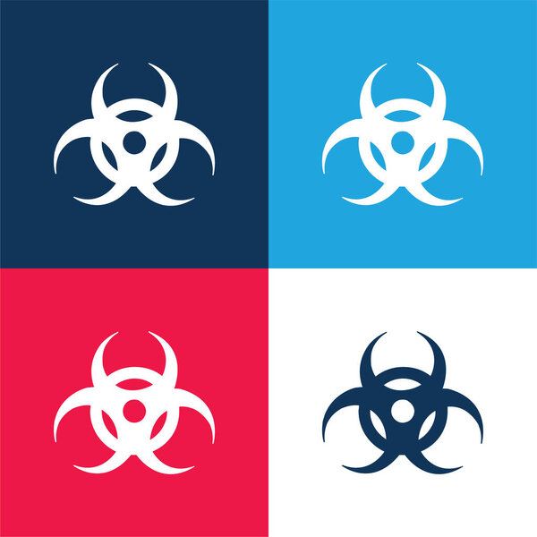 Biohazard blue and red four color minimal icon set