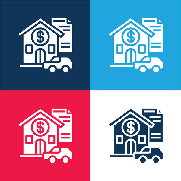 Asset blue and red four color minimal icon set