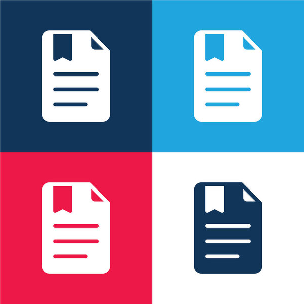 Закладка синий и красный четыре цвета минимальный набор значков