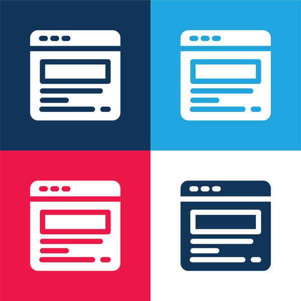 Блог синий и красный четыре цвета минимальный набор значков