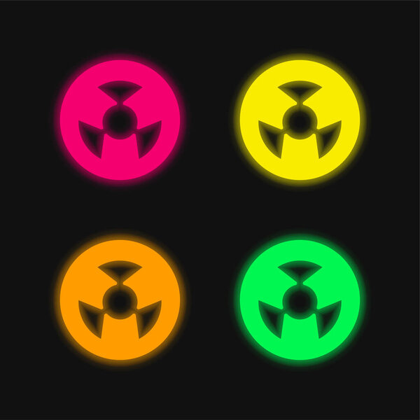 Atomic Symbol four color glowing neon vector icon