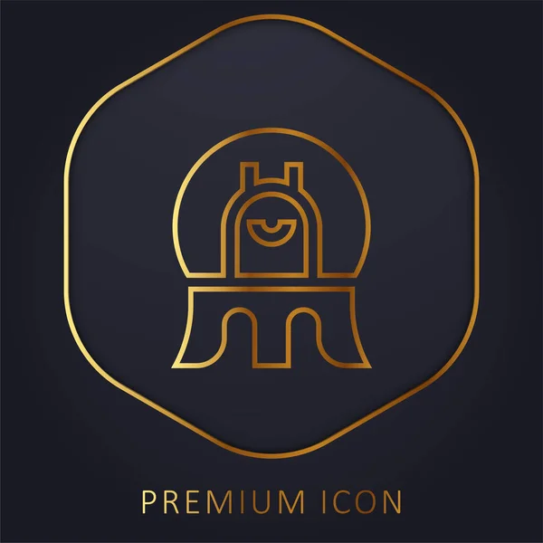 Alien Linha Dourada Logotipo Premium Ícone — Vetor de Stock