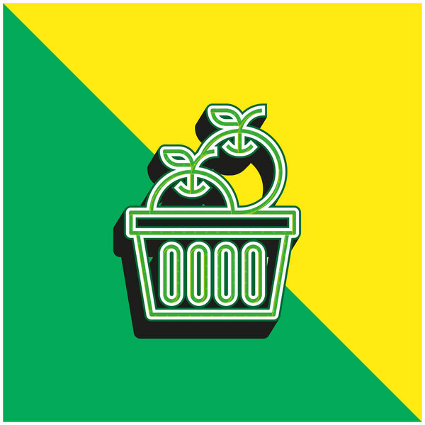 Яблоки Зеленый и желтый современный 3D логотип векторной иконки