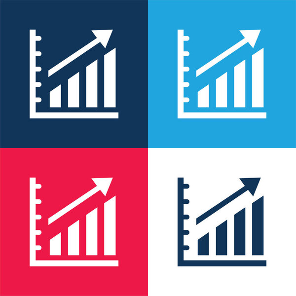 Ascending Stats Graphic blue and red four color minimal icon set