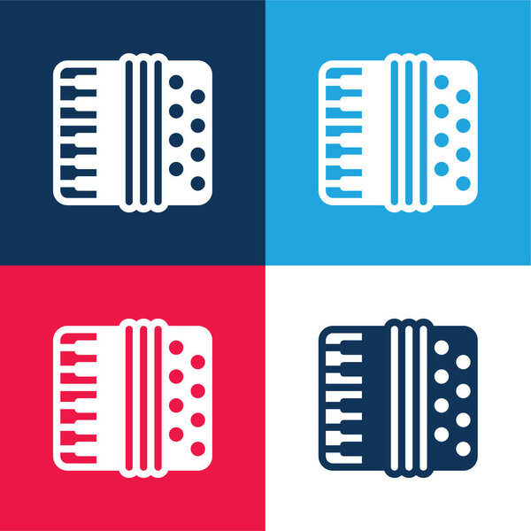 Accordion blue and red four color minimal icon set