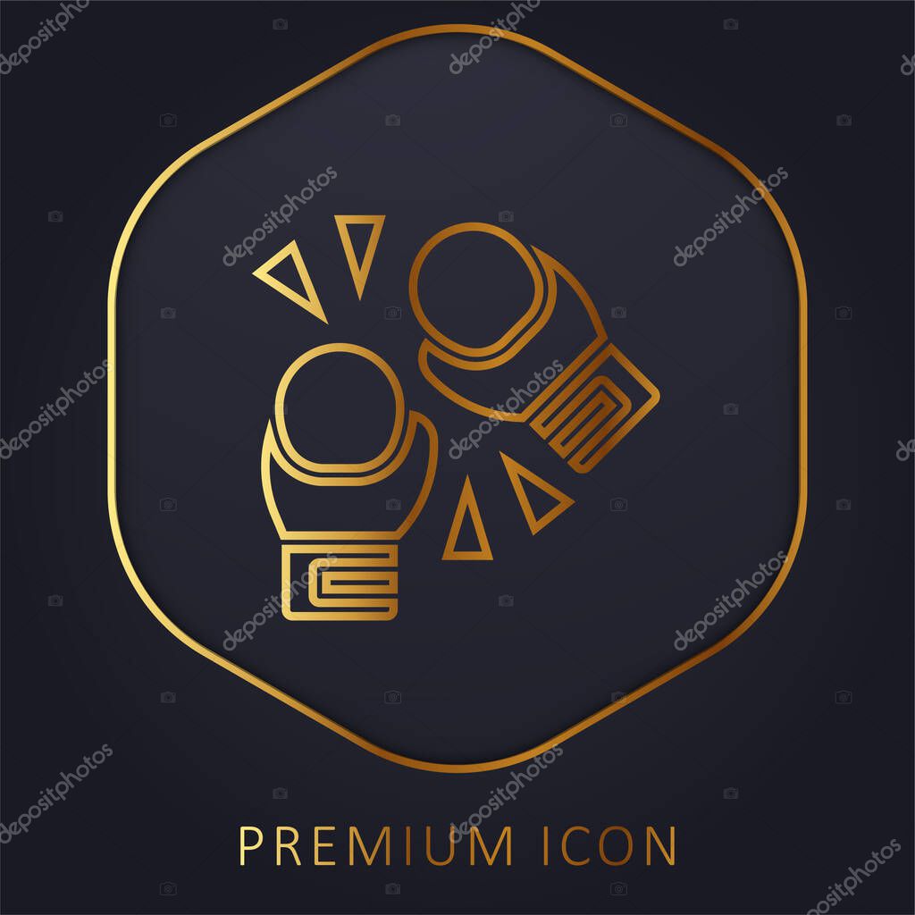 Boxing Gloves golden line premium logo or icon
