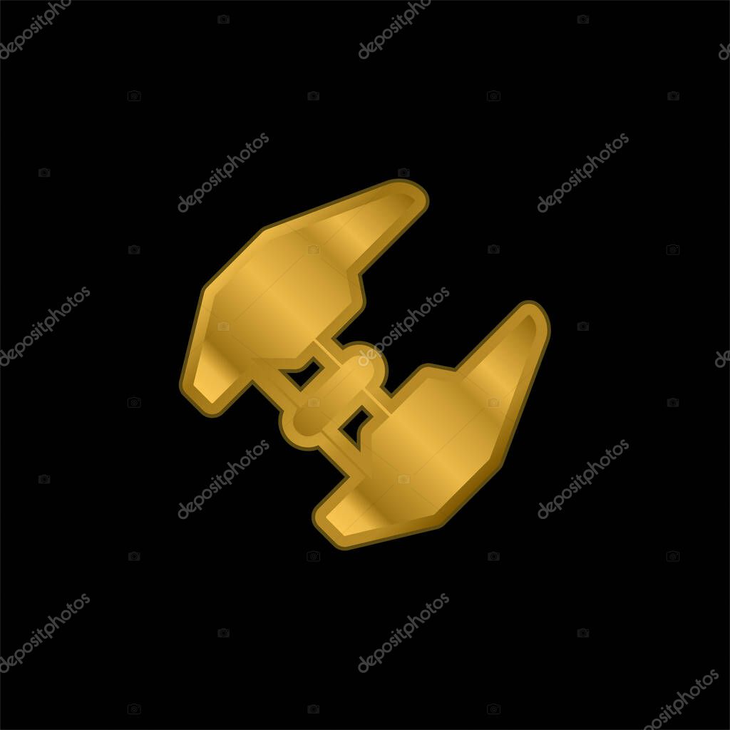 Attack Plane gold plated metalic icon or logo vector