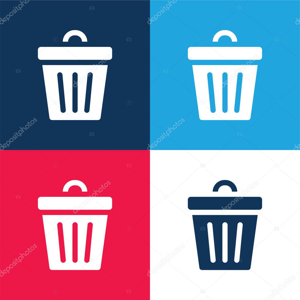 Bin blue and red four color minimal icon set