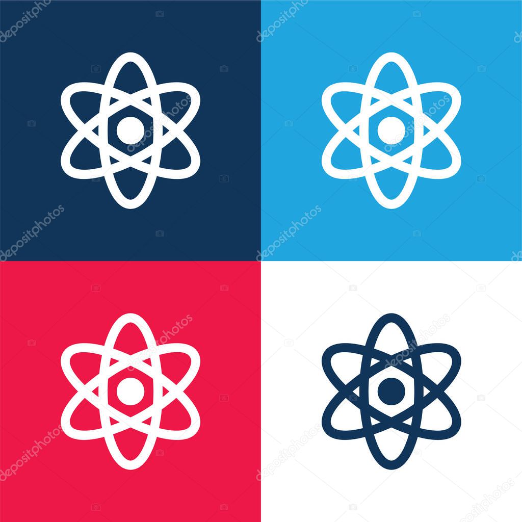 Atom blue and red four color minimal icon set