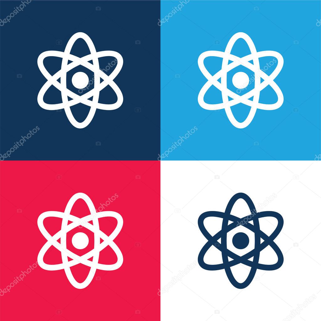 Atom blue and red four color minimal icon set