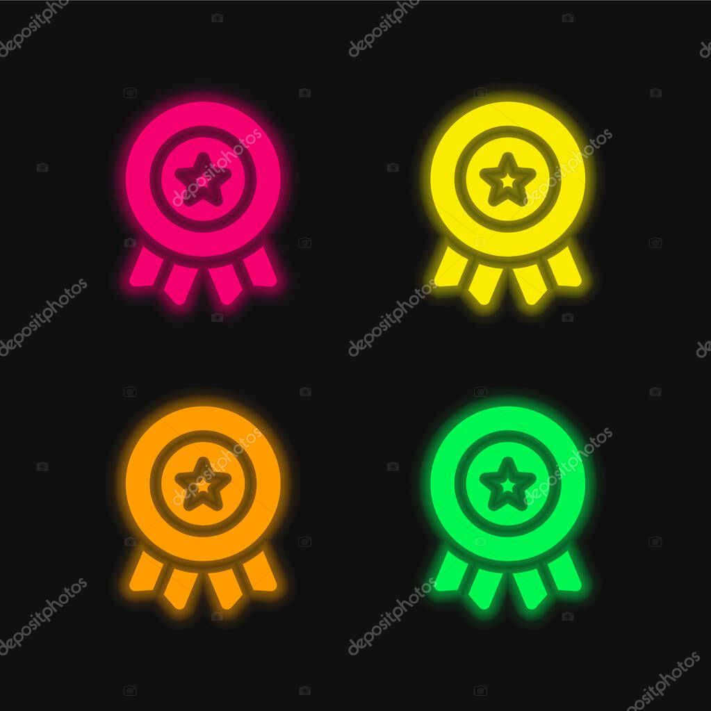 American four color glowing neon vector icon
