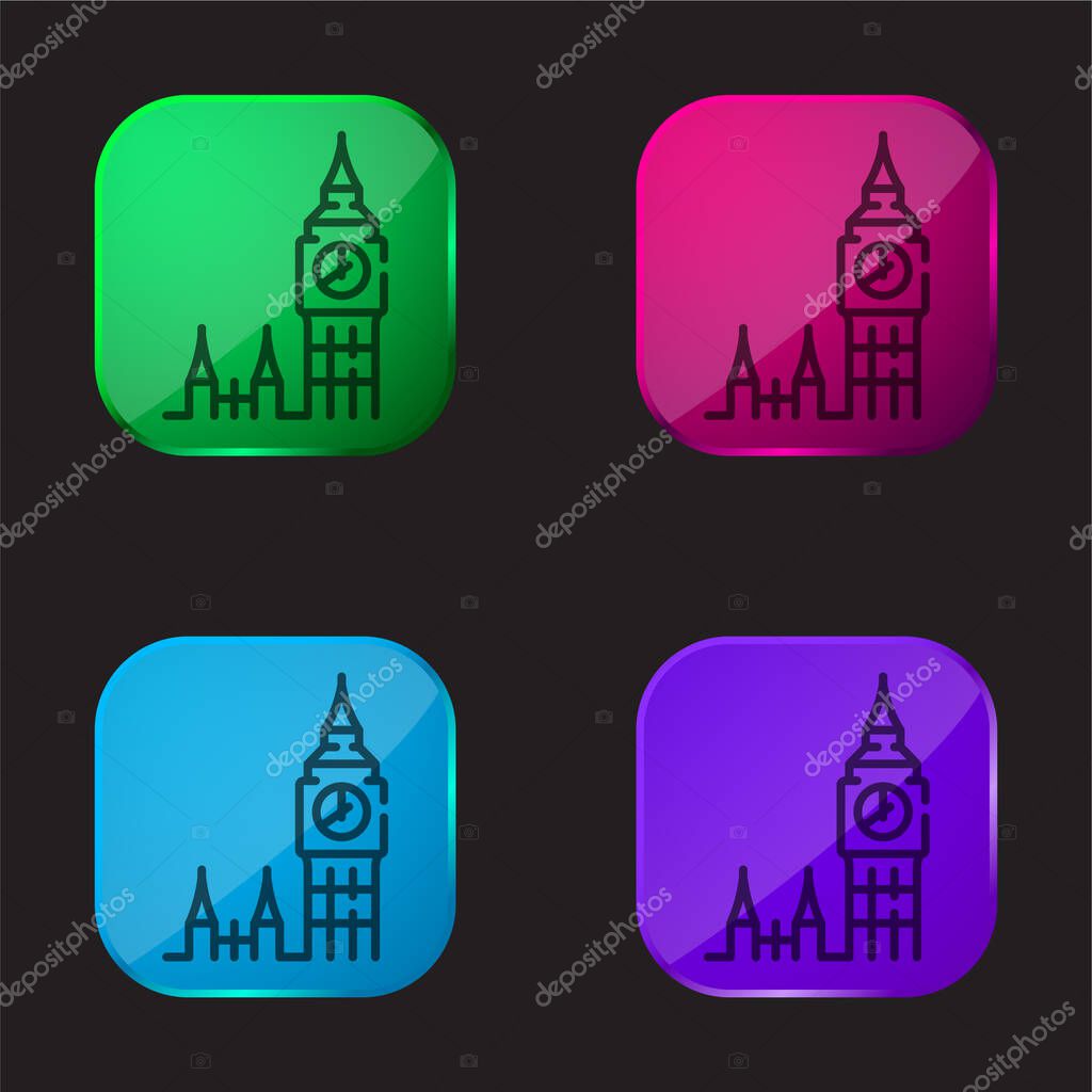 Big Ben four color glass button icon