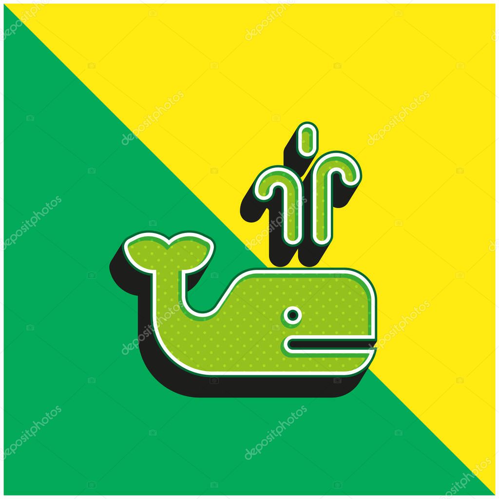 Blue Whale Green and yellow modern 3d vector icon logo