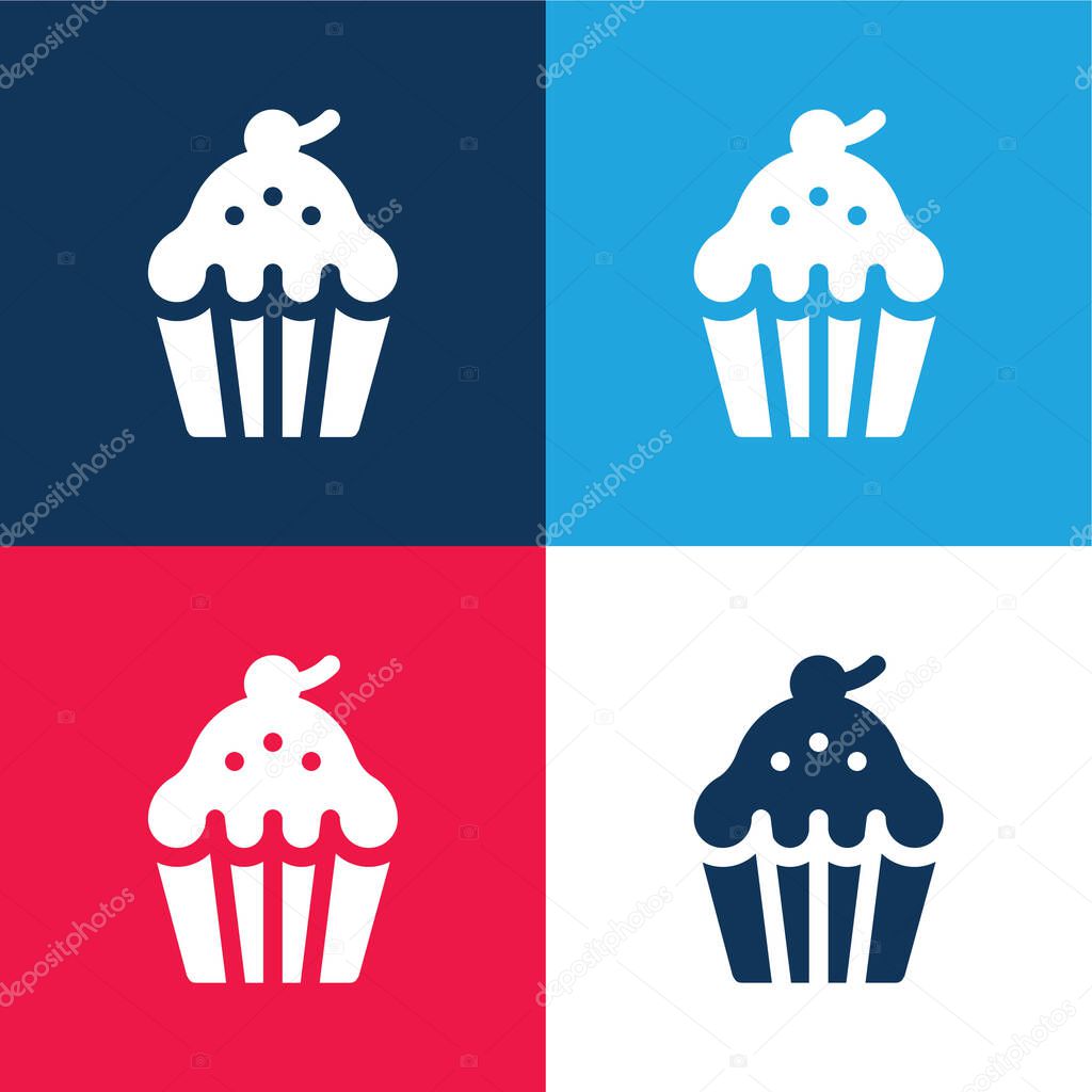 Baked blue and red four color minimal icon set