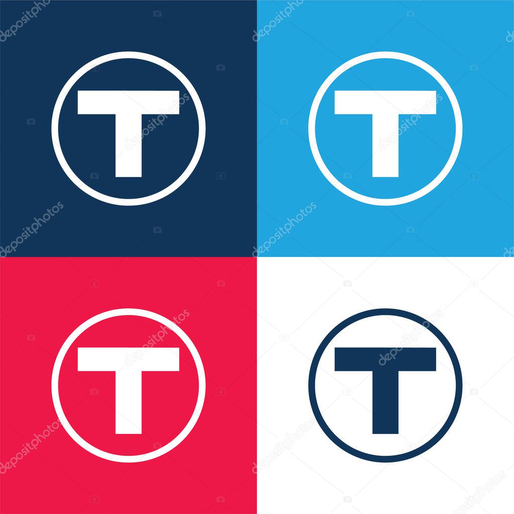Boston Metro Logo blue and red four color minimal icon set