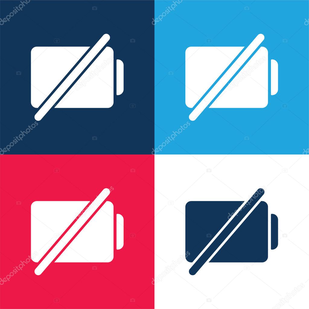 Battery With A Slash blue and red four color minimal icon set