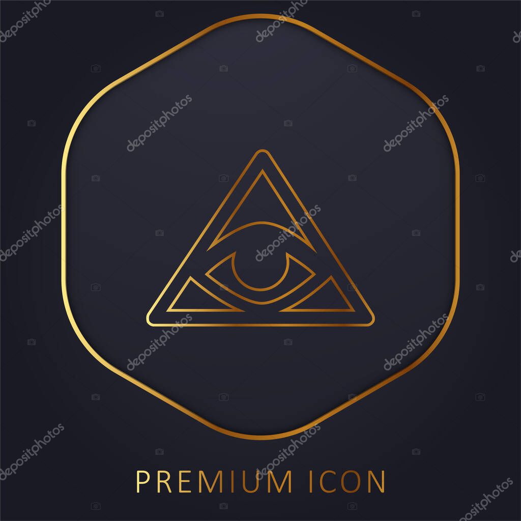 Bills Symbol Of An Eye Inside A Triangle Or Pyramid golden line premium logo or icon