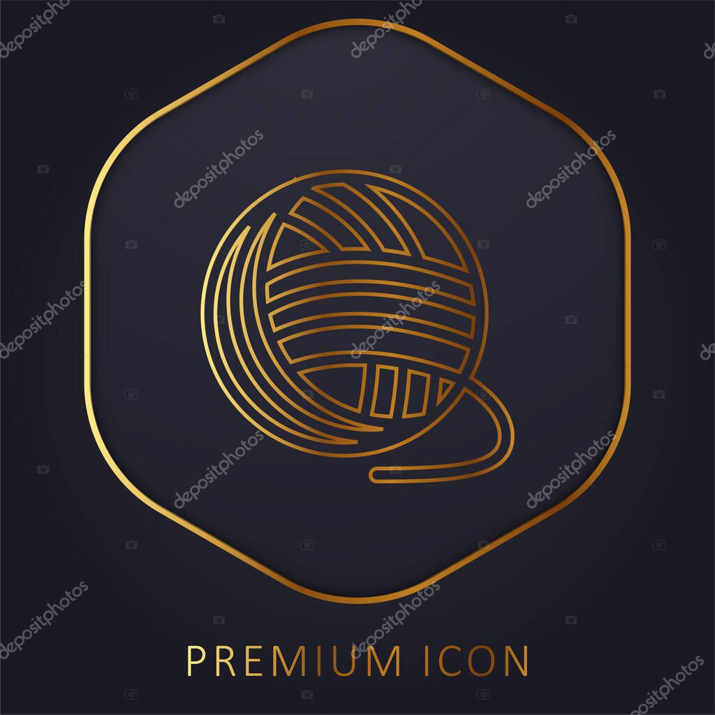 Ball Of Wool golden line premium logo or icon