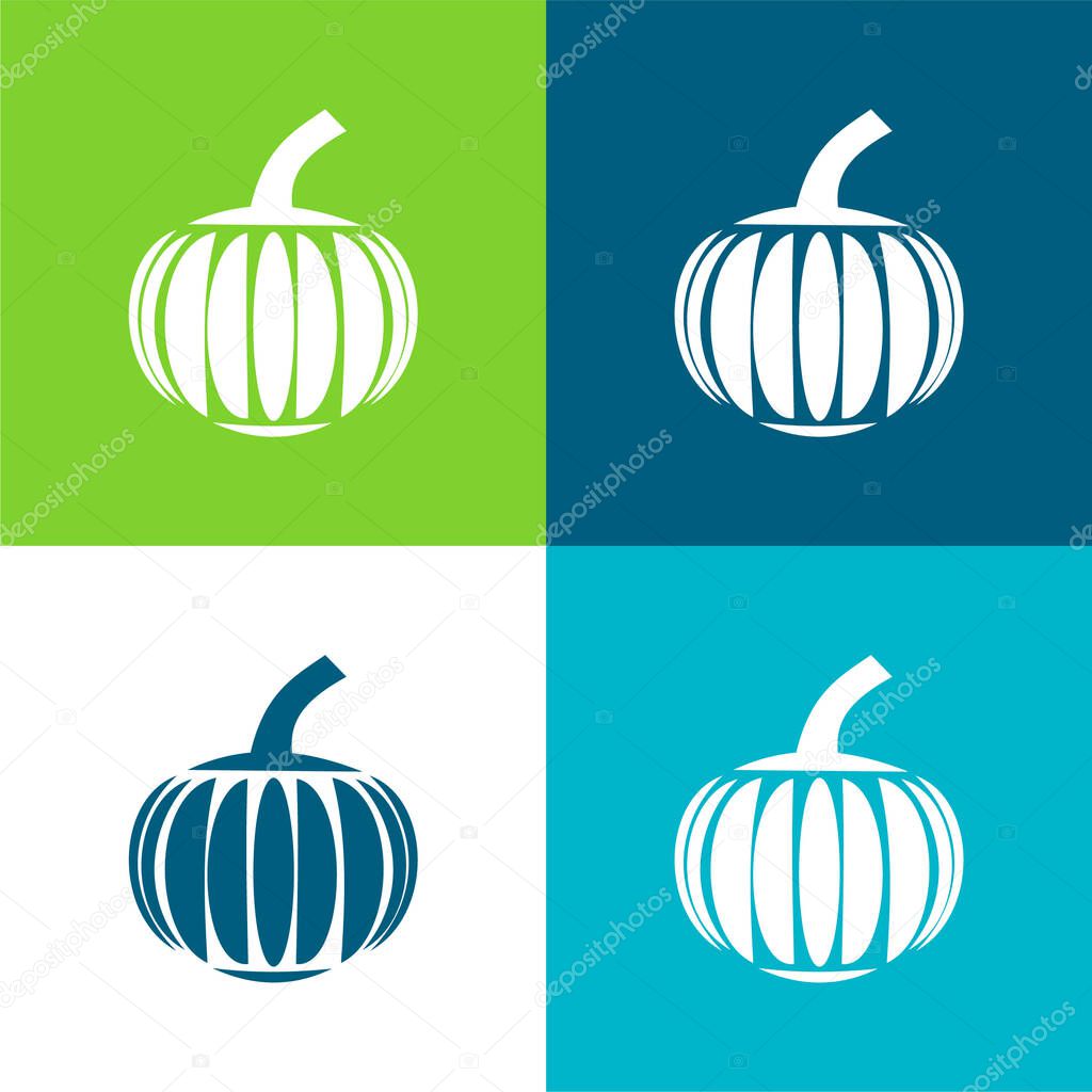Big Pumpkin Flat four color minimal icon set