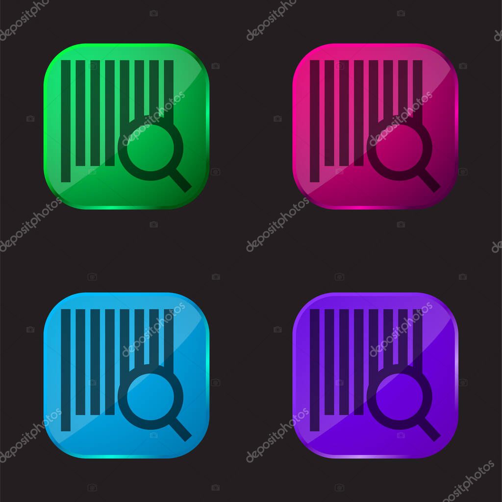 Bars Code Search four color glass button icon