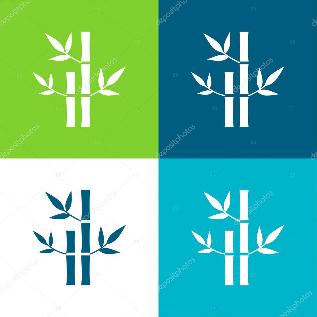 Bamboo Plants Of Spa Flat four color minimal icon set