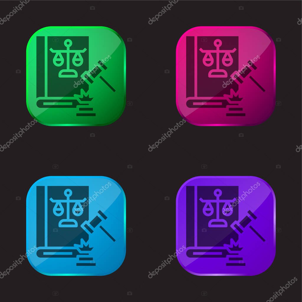 Auction four color glass button icon