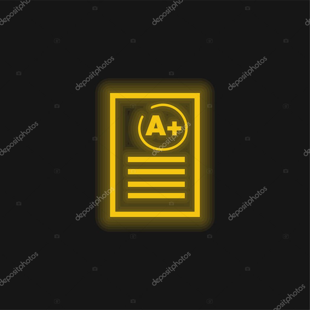 A Best Test Result yellow glowing neon icon