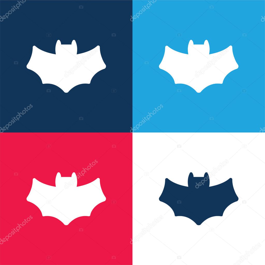 Bat blue and red four color minimal icon set