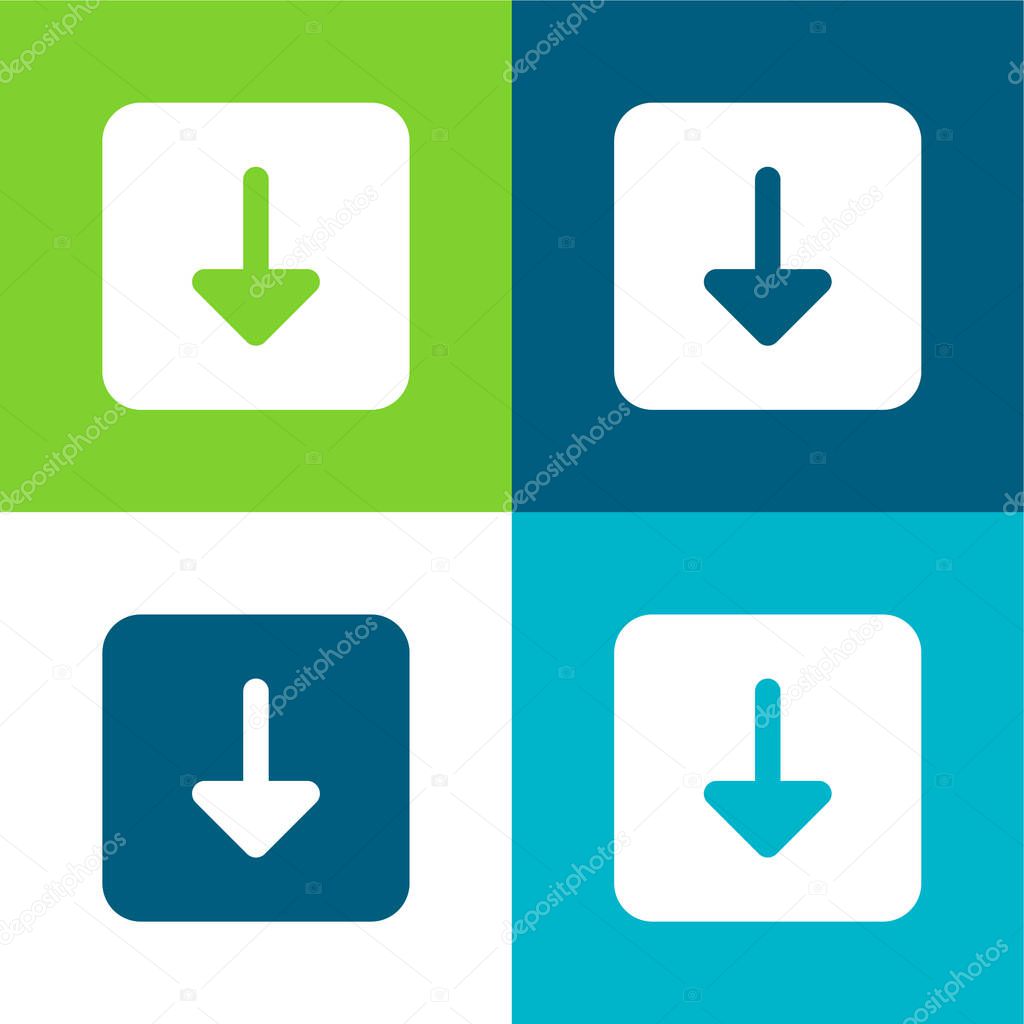 Arrow Down Flat four color minimal icon set